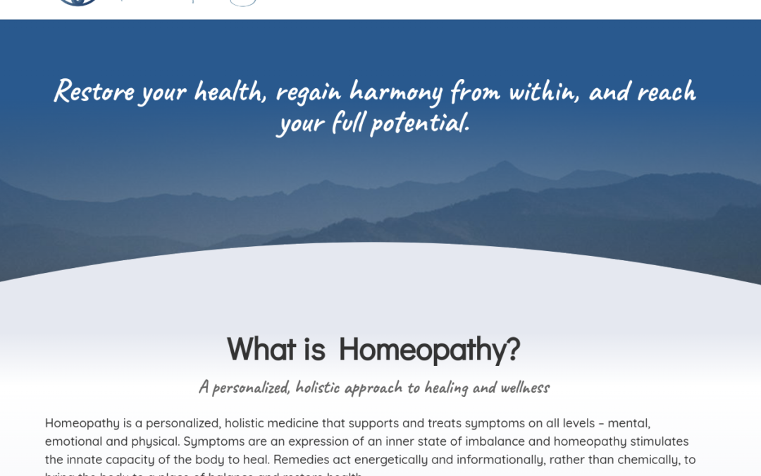 Hope and Healing Homeopathy webpage screenshot