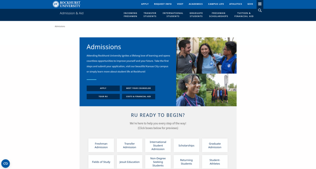 rockhurst university website review admissions screenshot